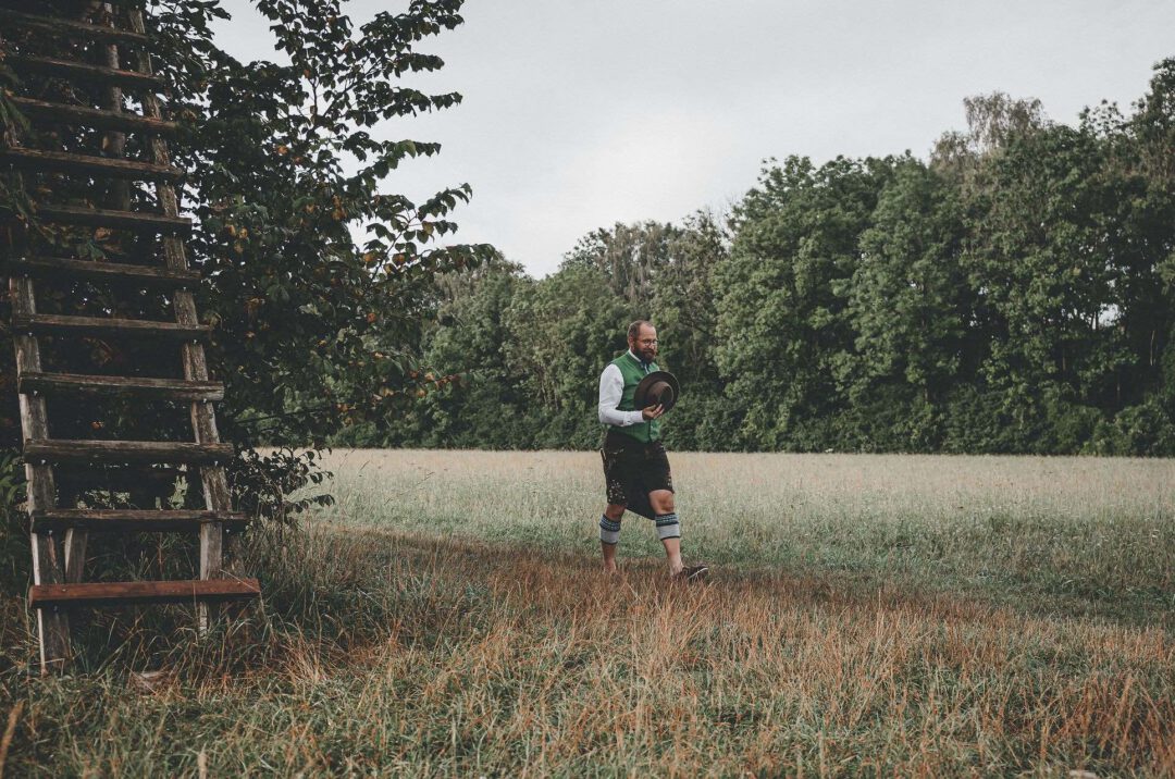 farmer Albert walking in a field